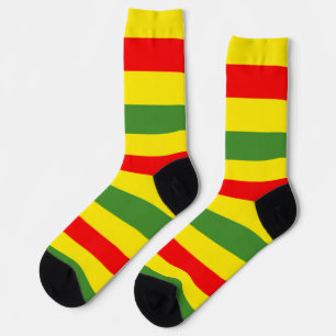 Red Yellow Green Stripes Design Socks