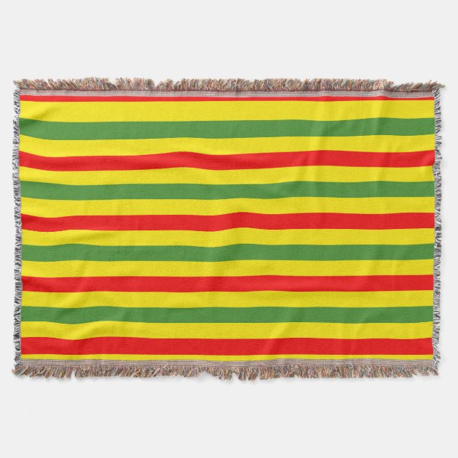 Red Yellow Green Stripes Design Throw Blanket (Front)