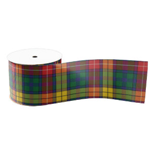 Red Yellow Green Tartan Clan Buchanan Plaid Grosgrain Ribbon