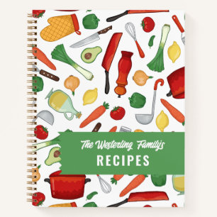 Red Yellow Green Vegetabes Cooking Pattern Recipes Notebook