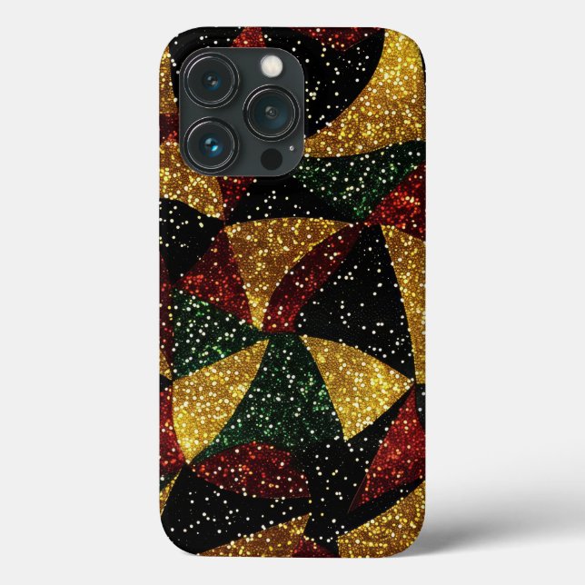 Red Yellow Green Waves of Festive Glitter Case-Mate iPhone Case (Back)