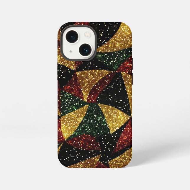 Red Yellow Green Waves of Festive Glitter iPhone Case (Back)