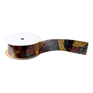 Red Yellow Green Waves of Festive Glitter Satin Ribbon