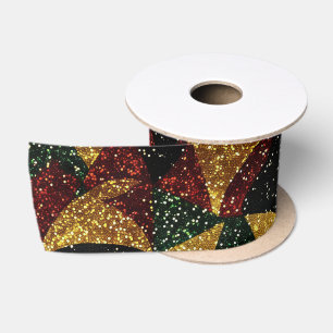 Red Yellow Green Waves of Festive Glitter Satin Ribbon