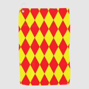 Red Yellow Harlequin Checkered Design Golf Towel