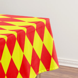 Red Yellow Harlequin Checkered Design  Tablecloth
