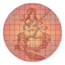 red yellow hindu Goddess Saraswati Wisdom India