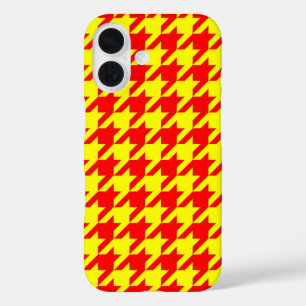 Red Yellow Houndstooth Design  iPhone 16 Case