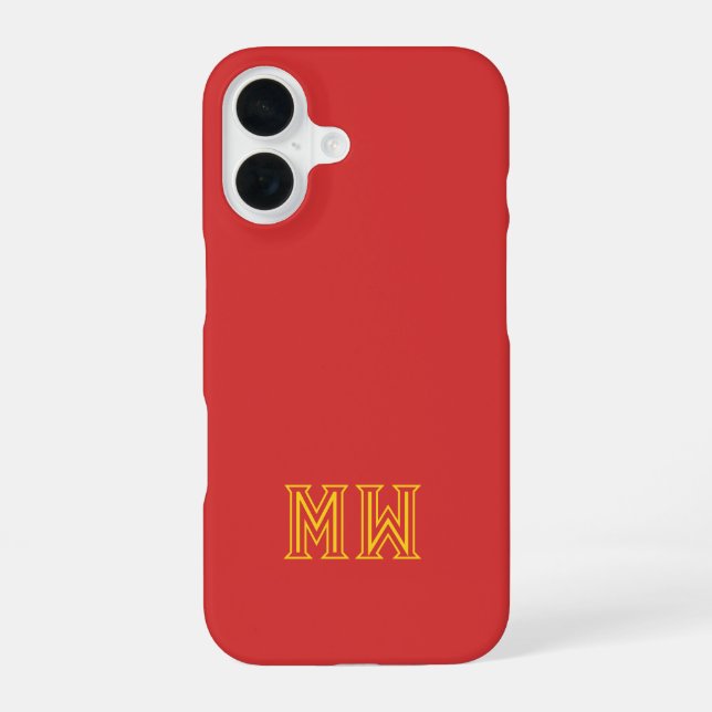 Red Yellow Initials Monogram Simple Minimal  iPhone 16 Case (Back)