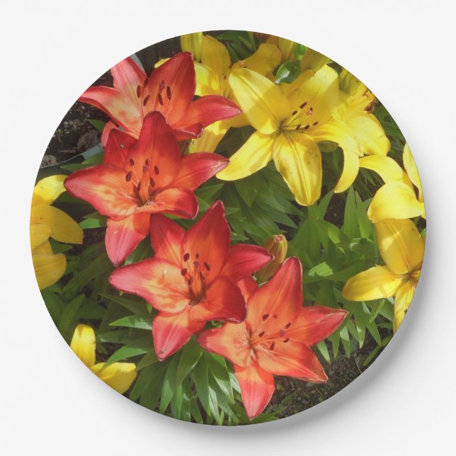 Red & Yellow Lilly Photo Designed Paper Plate (Front)