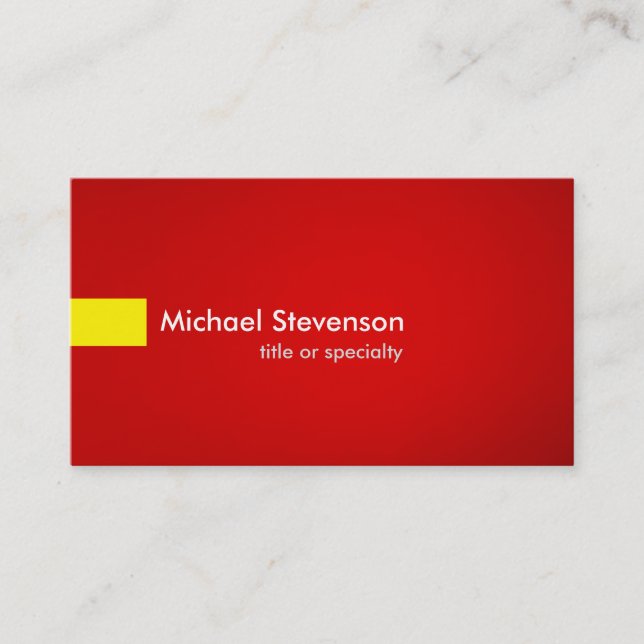 Red Yellow Modern Unique Consultant Business Card (Front)