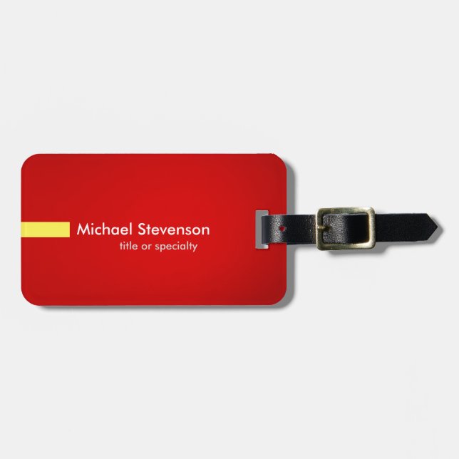 Red Yellow Modern Unique Consultant Luggage Tag (Front Horizontal)