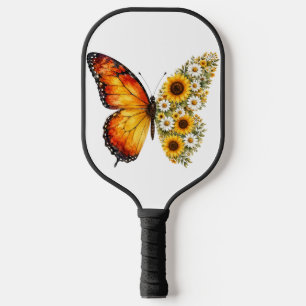 RED & YELLOW MORPHED FLORAL BUTTERFLY PICKLEBALL PADDLE