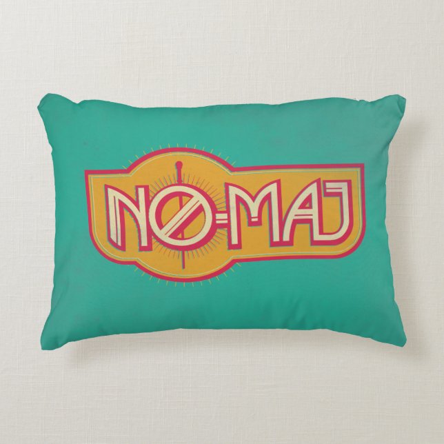 Red & Yellow NO-MAJ™ Badge Decorative Cushion (Front)