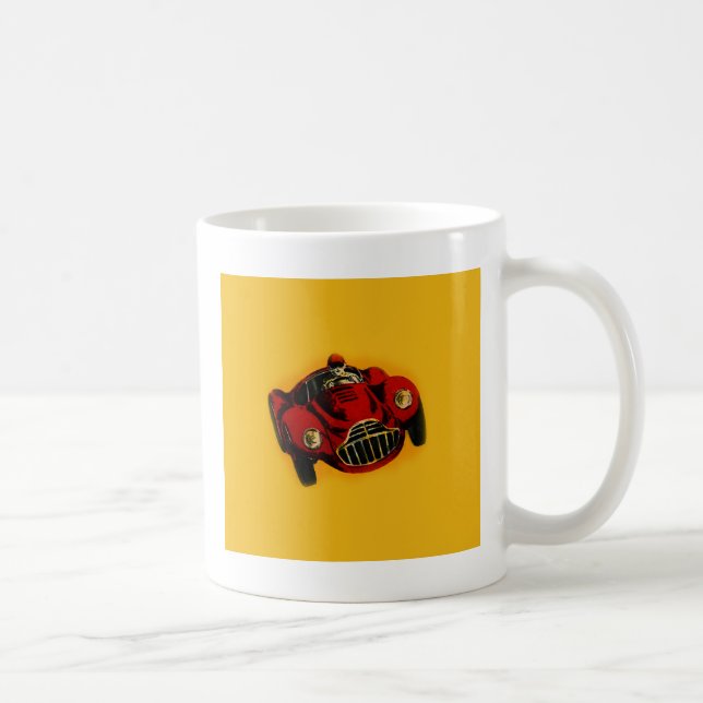 Red Yellow Old Auto Racing Car Coffee Mug (Right)