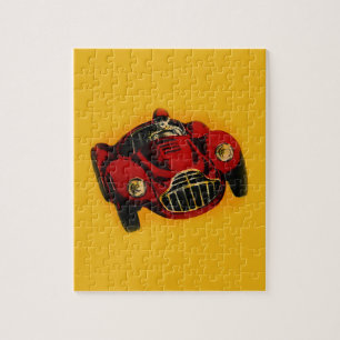 Red Yellow Old Auto Racing Car Jigsaw Puzzle
