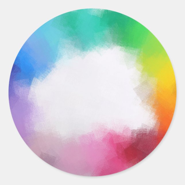 Red Yellow Orange Blue Green Pink White Abstract Classic Round Sticker (Front)