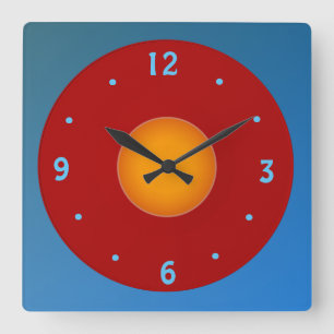 Red Yellow/Orange Blue>Kitchen Clock