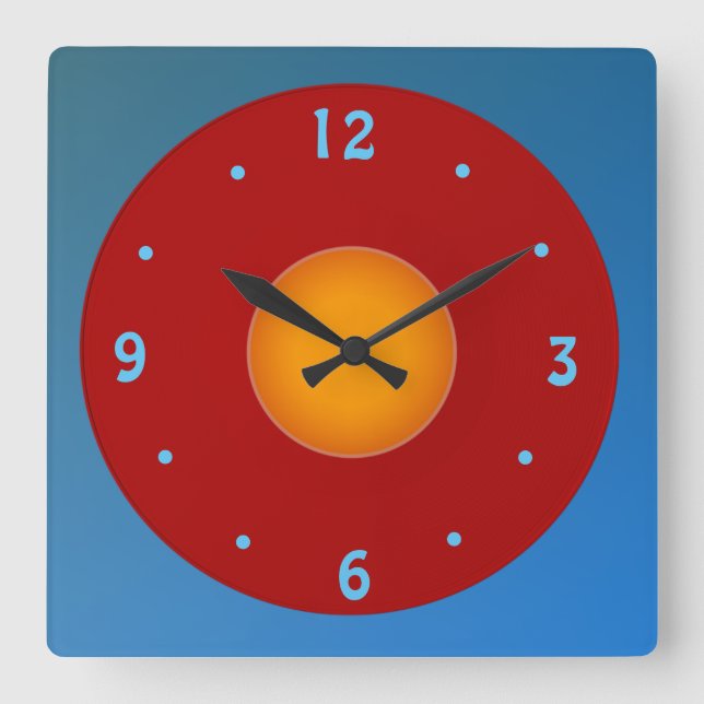 Red Yellow/Orange Blue>Kitchen Clock (Front)