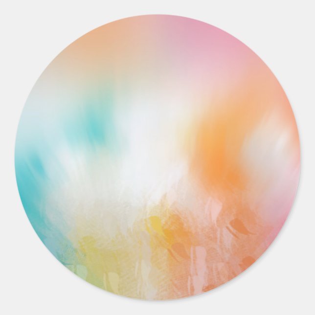 Red Yellow Orange Blue Template Colourful Abstract Classic Round Sticker (Front)