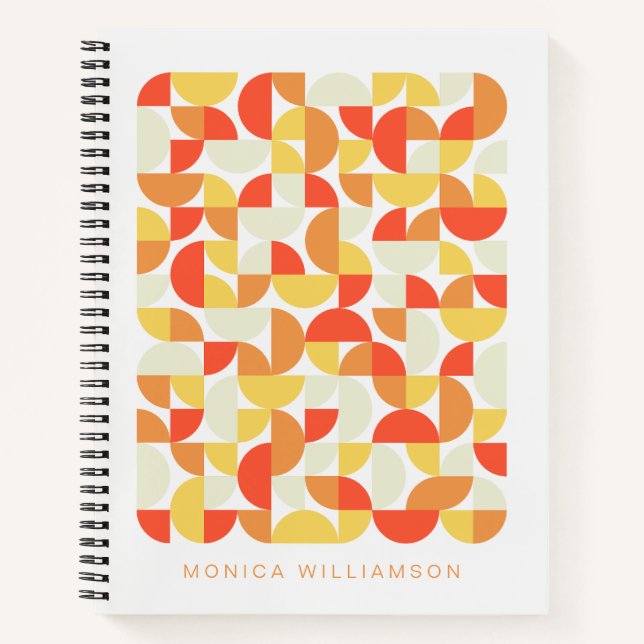 Red Yellow Orange Geometric Personalised Notebook (Front)