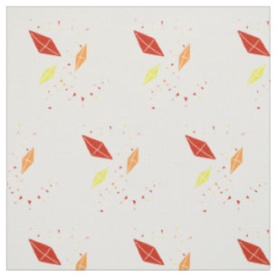 Red Yellow Orange Kites in Sky Kids Fabric