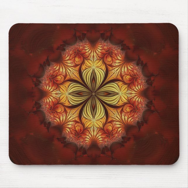 Red Yellow Orange Tan Fractal  Mouse Mat (Front)