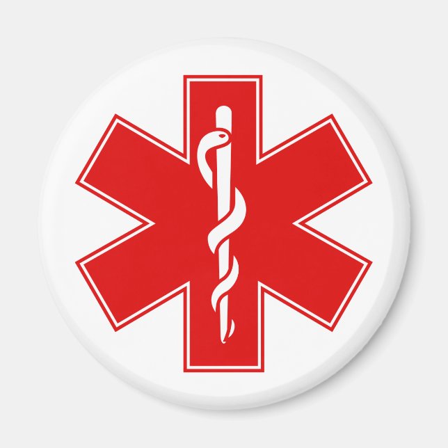 Red Yellow Orange White Nurse EMS Star of Life Magnet (Front)