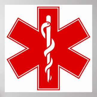 Red Yellow Orange White Nurse EMS Star of Life Poster