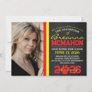 Red & Yellow Paw Print Graduation Announcement
