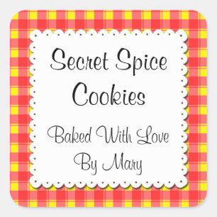 Red Yellow Plaid Doily Custom Stickers