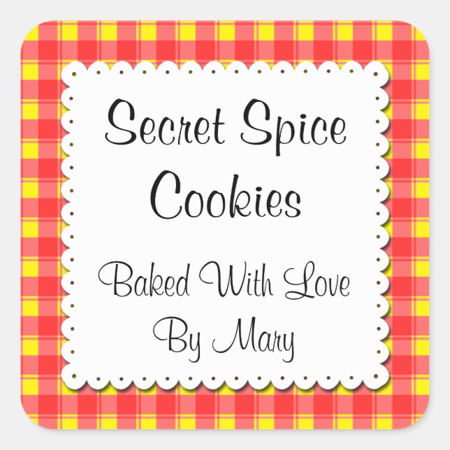 Red Yellow Plaid Doily Custom Stickers (Front)