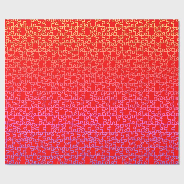 Red Yellow Puzzle Wrapping Paper (Flat)