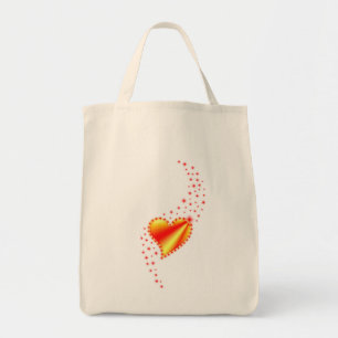 Red yellow Rainbow Heart with Stars Tote Bag