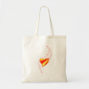 Red yellow Rainbow Heart with Stars Tote Bag