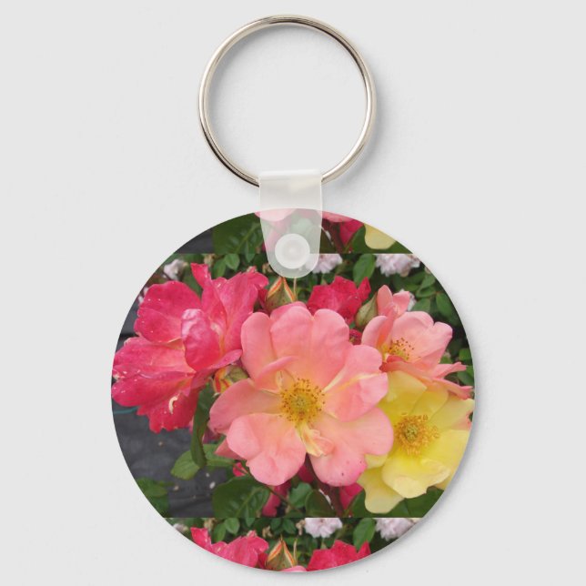 Red Yellow Rose Flower Floral Roses Key Ring (Front)