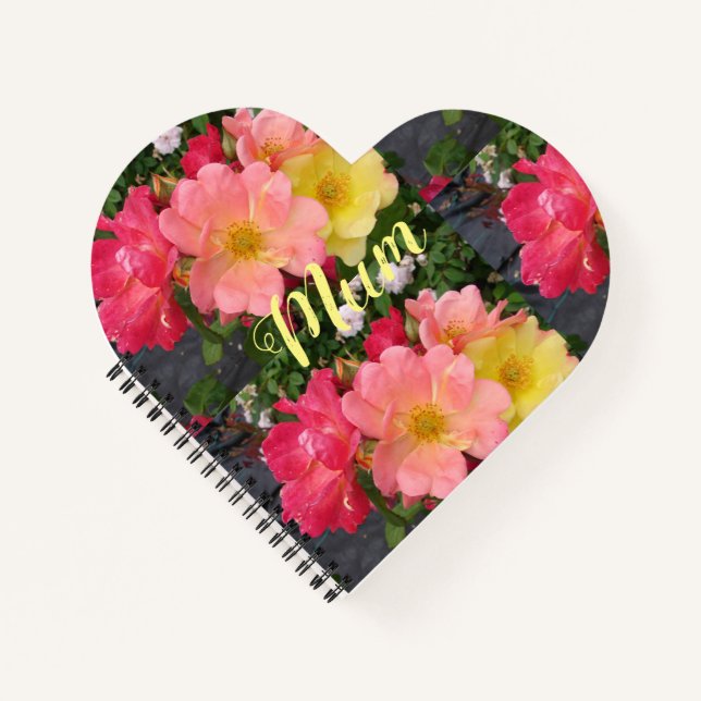 Red Yellow Rose Flower Floral Roses Mother Notebook (Front)