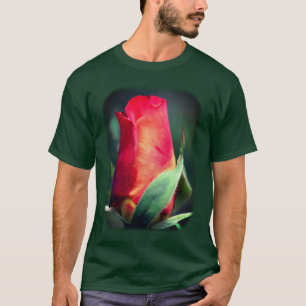 Red Yellow Rosebud Floral Nature  T-Shirt