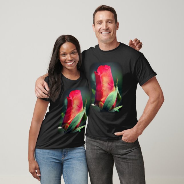 Red Yellow Rosebud Floral Nature  T-Shirt (Unisex)