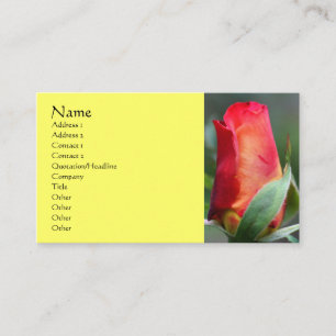 Red Yellow Rosebud Flower Business Card