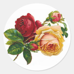 Red & Yellow Roses Classic Round Sticker