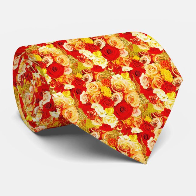 Red Yellow Roses Men's Tie (Rolled)