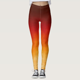 Red Yellow rustic ombre Leggings
