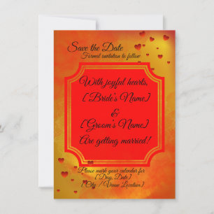 Red & Yellow Save the Date Card   Traditional 