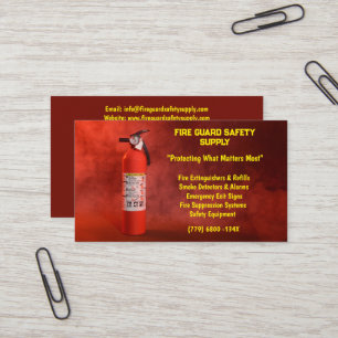 Red Yellow Smoke & Fire Extinguisher Fire Safety Business Card
