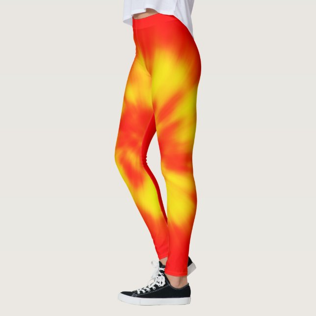 Red Yellow Solar Flares Leggings - Volcano Chic! (Left)