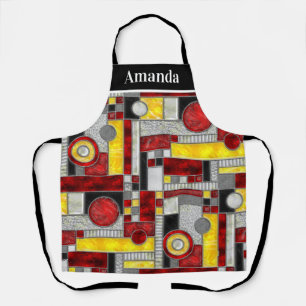 Red Yellow Stained Glass Apron