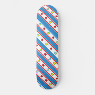 Red Yellow Stars Blue Diagonal Starry Cheerleading Skateboard