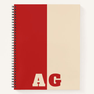 Red Yellow Stripes Bold Monogram Notebook