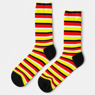Red Yellow Stripes Pattern Design Socks